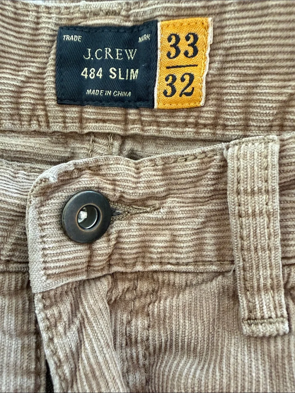 J. Crew 484 slim Men's Slim Straight Corduroy Jeans in Brown